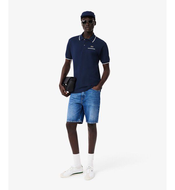 LACOSTE「L.12.12配色トリムライン 半袖ポロシャツ」|ポロシャツ|