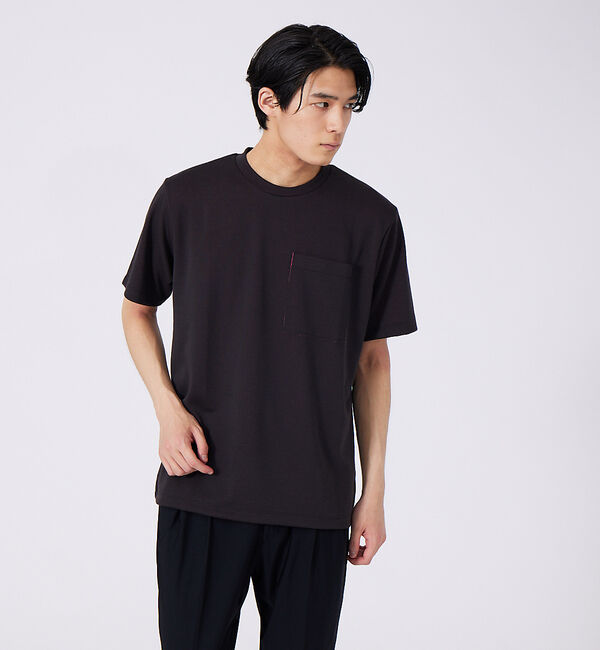 ABAHOUSE「ツインフェイス カットオフ ポケTシャツ」|Tシャツ・カットソー|ブラック