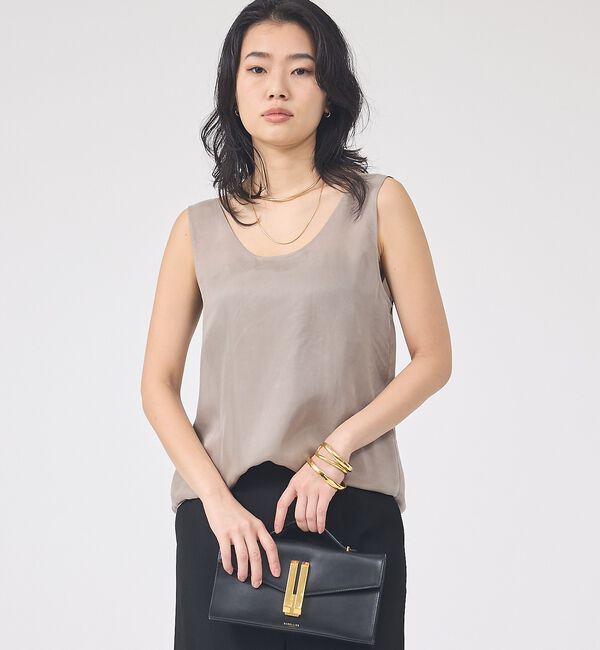 Rouge vif「キュプラフィブリルUネックノースリーブブラウス/ジレ」|シャツ・ブラウス|