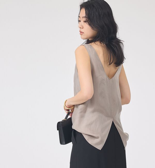 Rouge vif「キュプラフィブリルUネックノースリーブブラウス/ジレ」|シャツ・ブラウス|