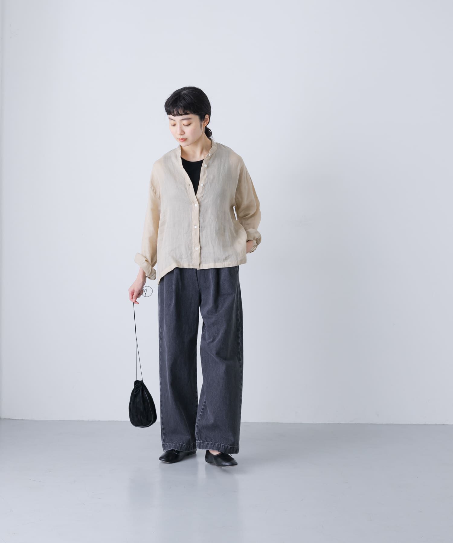 かぐれ「ラミースタンドカラーショートシャツ」|シャツ・ブラウス|
