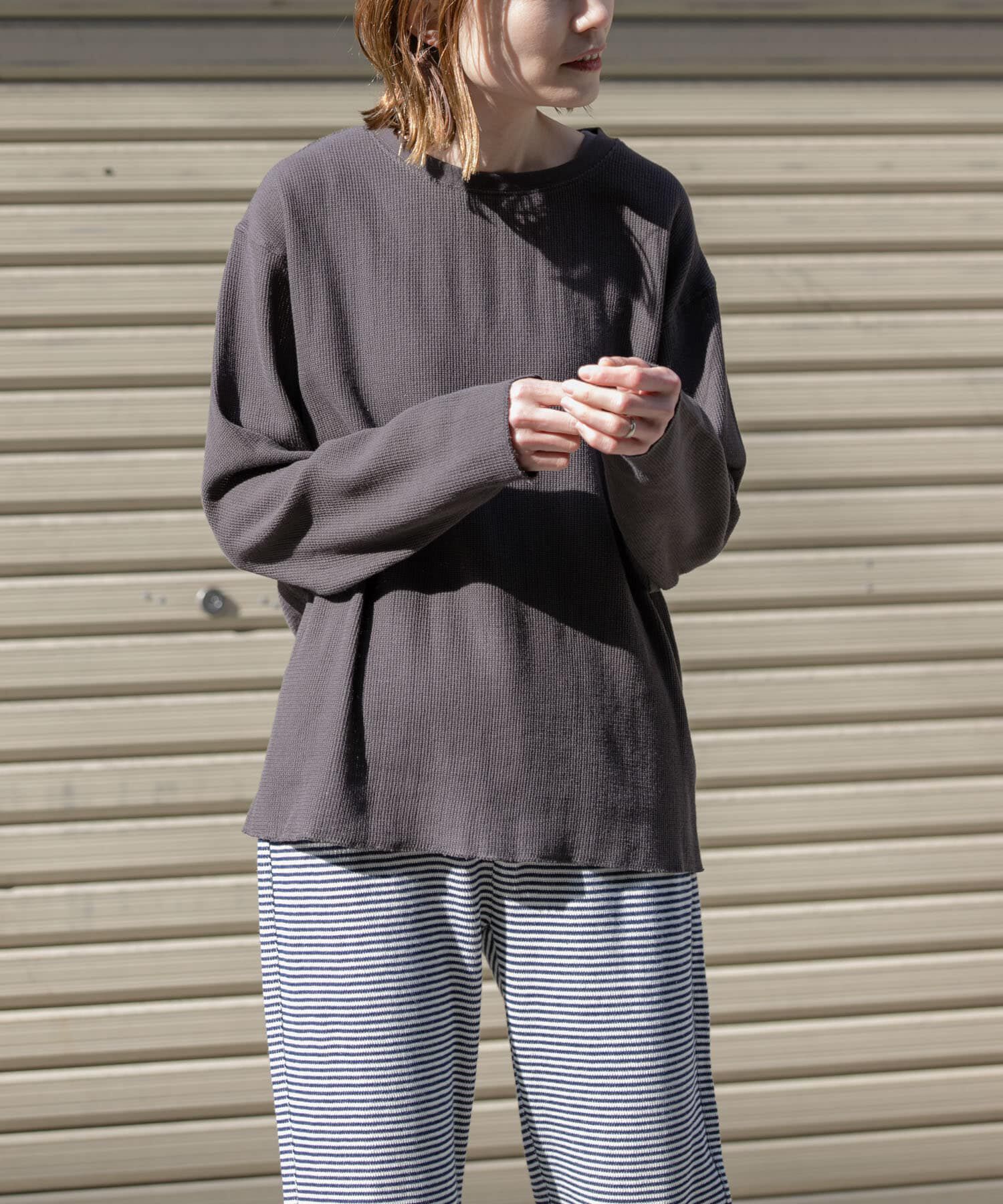 URBAN RESEARCH DOORS「FORK&SPOON　メッシュロングスリーブプルオーバー」|Tシャツ・カットソー|