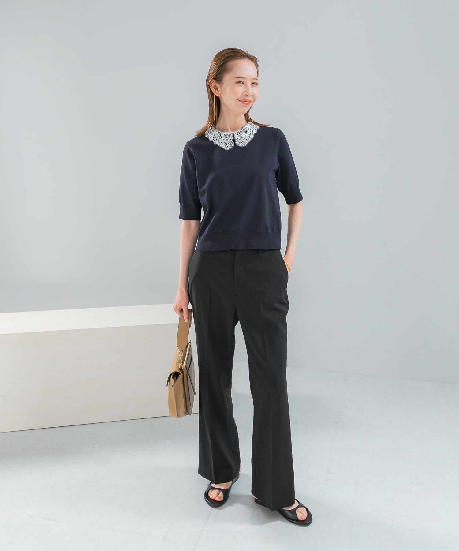 URBAN RESEARCH ROSSO「『WEB限定』2WAYレースカラーニット」|ニット・セーター|