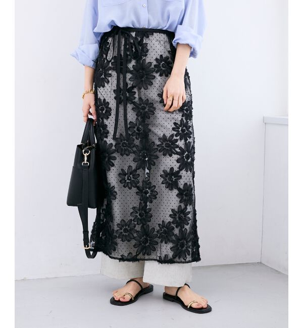  「TORRAZZO DONNAフローラルレースラップスカート」|スカート|