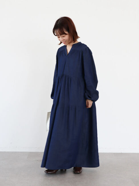  「【WEB限定・小柄女性向け】ティアードデニムロングワンピース」|ワンピース|