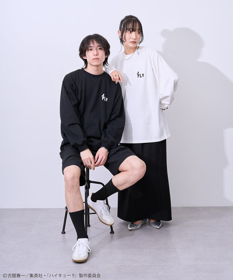 Green Parks「ハイキュー!! モノクロプリント烏野長袖Tシャツ」|Tシャツ・カットソー|