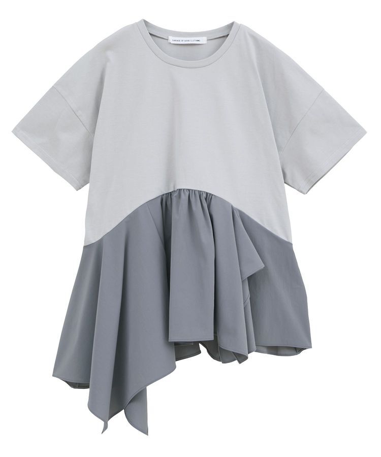 GARAGE OF GOOD CLOTHING「異素材MIXアシメドレーププルオーバー」|Tシャツ・カットソー|Light Gray
