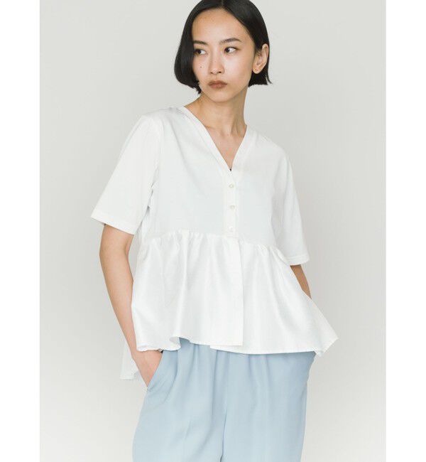 MIDIUMISOLID「MIDIUMISOLID for Ladies ウーブン スイッチング 2way ペプラム」|Tシャツ・カットソー|