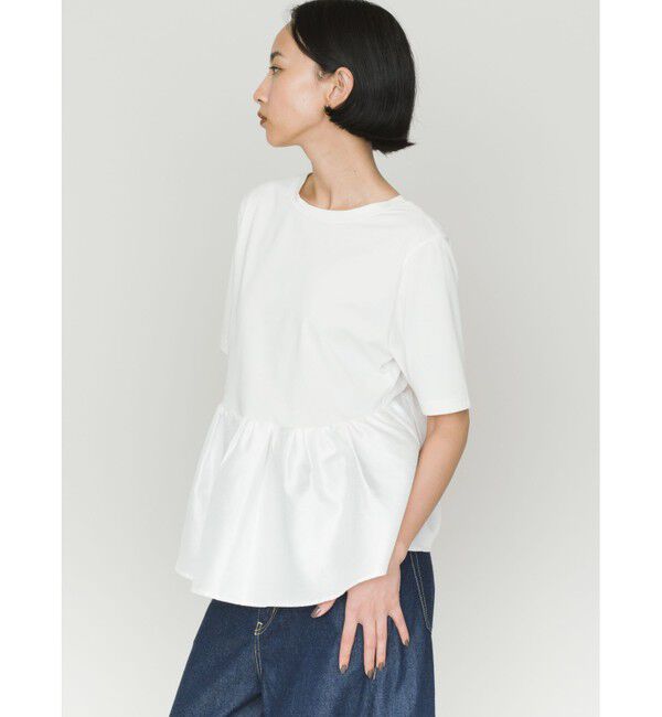 MIDIUMISOLID「MIDIUMISOLID for Ladies ウーブン スイッチング 2way ペプラム」|Tシャツ・カットソー|