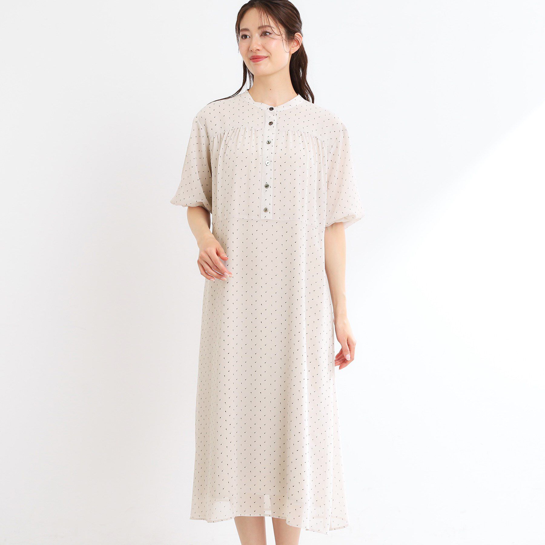 Reflect「【夏SALE／WEB先行カラーあり／リボン取り外し可／マシンウォッシュ可】コツキ柄プリントワンピース」|ワンピース|