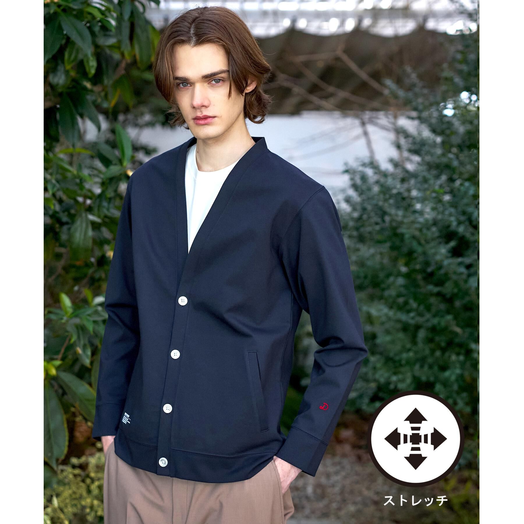 DRESSTERIOR「【接触冷感／セットアップ可】ドライタッチ ハイカウントカットソー カーディガン」|カーディガン|ネイビー(094)