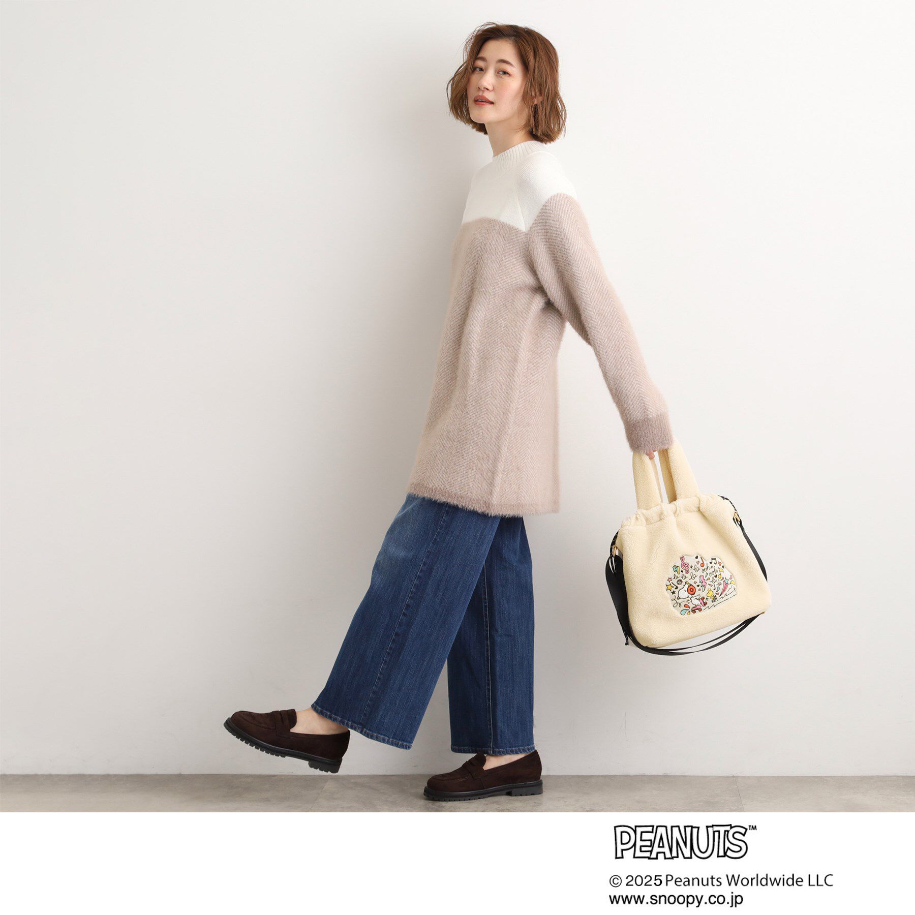 grove「【PEANUTS】ボア巾着トート」|トートバッグ|
