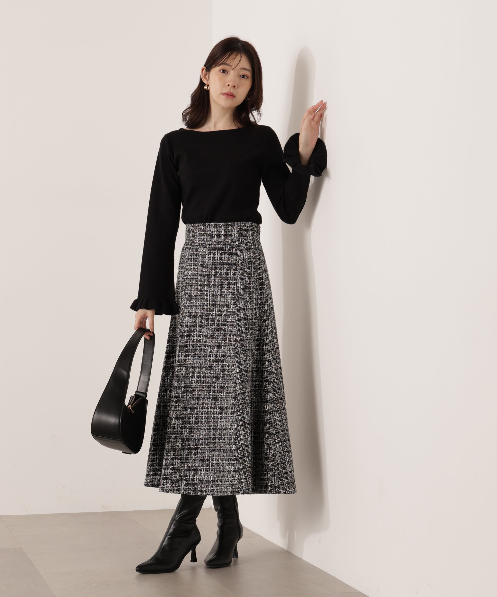 PROPORTION BODY DRESSING「ミニフェザー部分スリーブニット  25AW」|ニット・セーター|