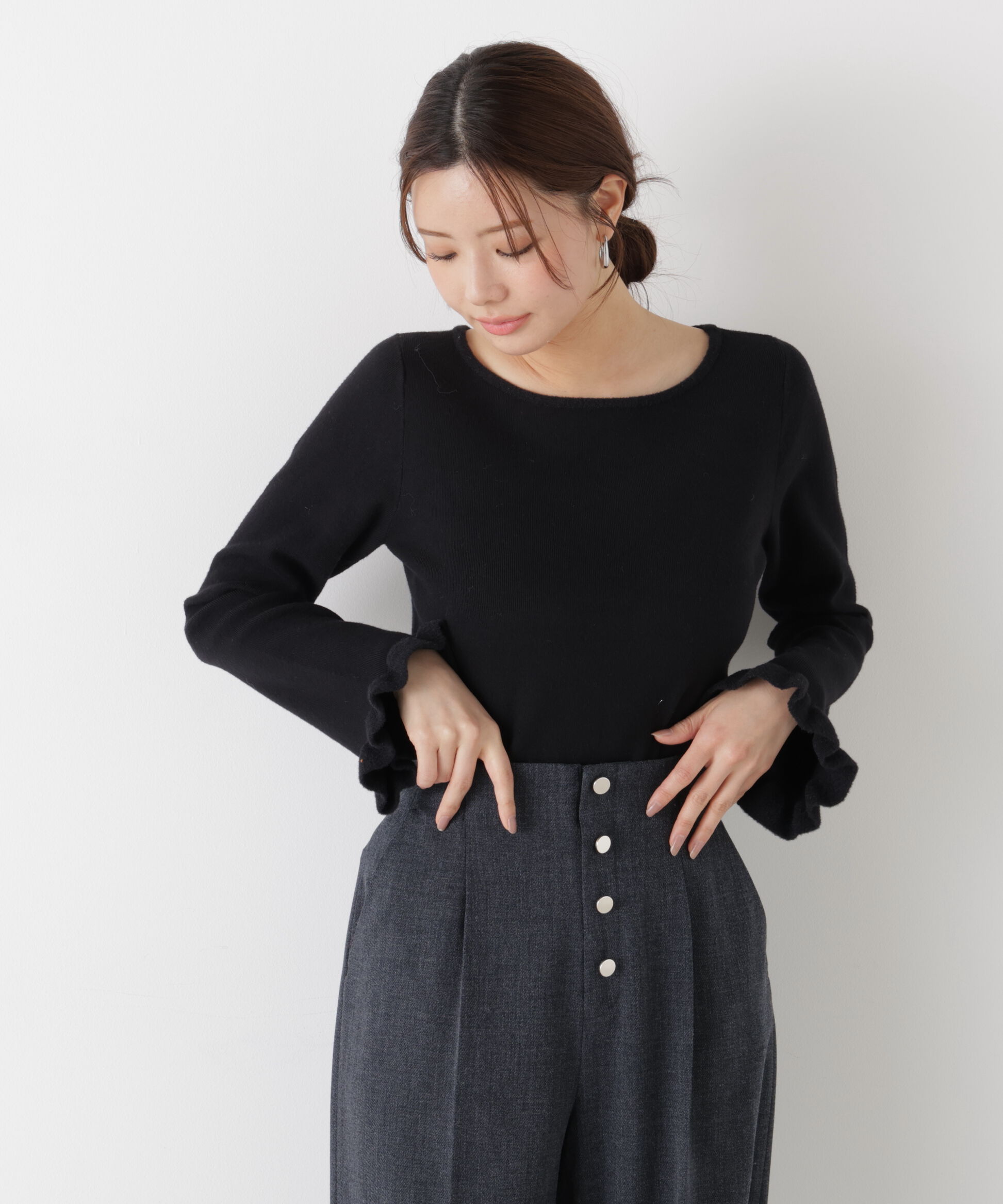 PROPORTION BODY DRESSING「ミニフェザー部分スリーブニット  25AW」|ニット・セーター|