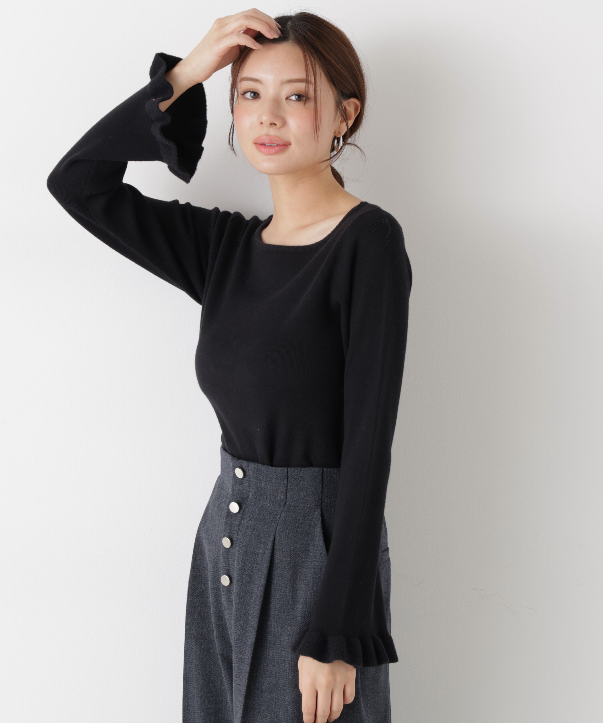 PROPORTION BODY DRESSING「ミニフェザー部分スリーブニット  25AW」|ニット・セーター|