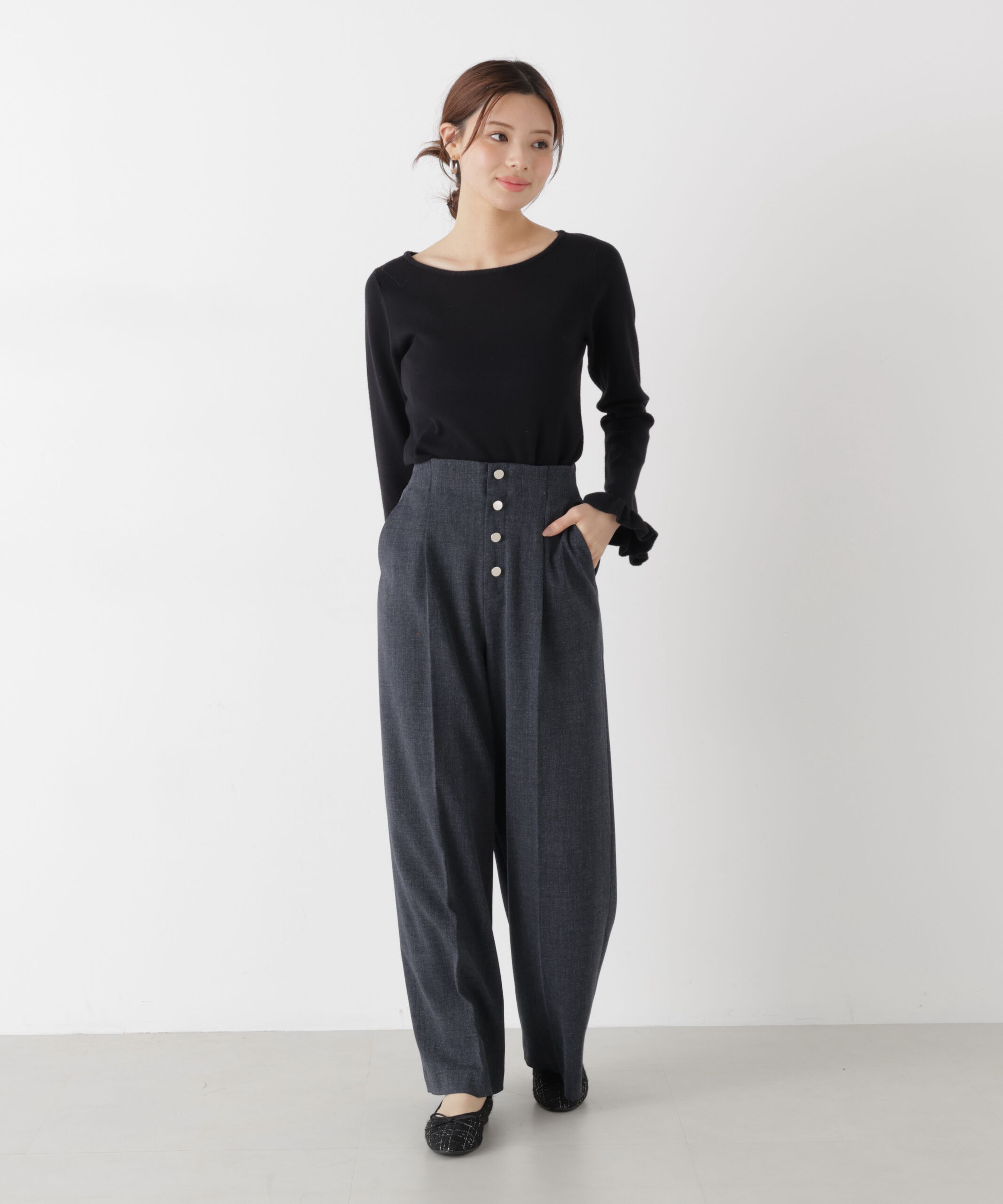 PROPORTION BODY DRESSING「ミニフェザー部分スリーブニット  25AW」|ニット・セーター|