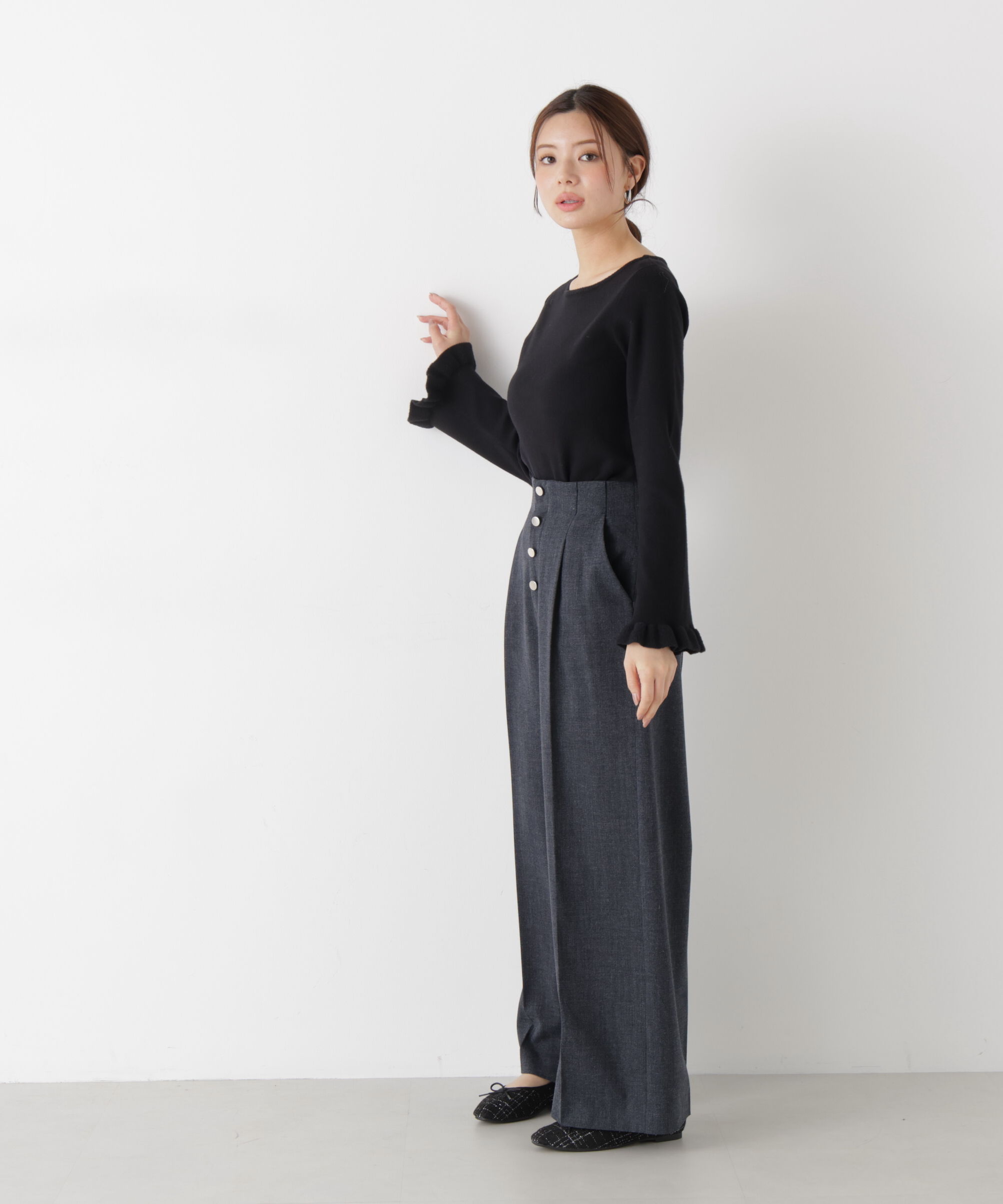 PROPORTION BODY DRESSING「ミニフェザー部分スリーブニット  25AW」|ニット・セーター|