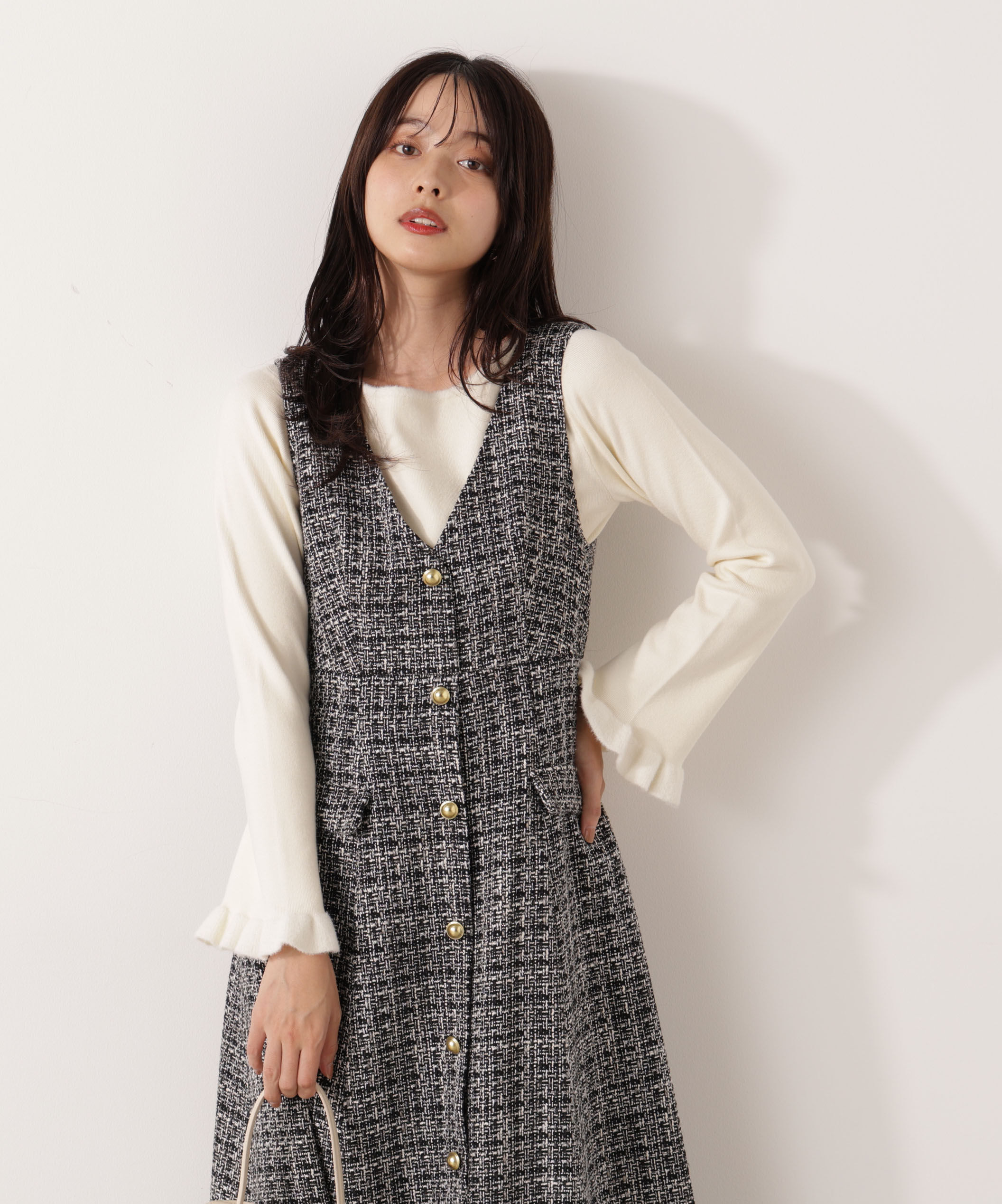 PROPORTION BODY DRESSING「ミニフェザー部分スリーブニット  25AW」|ニット・セーター|