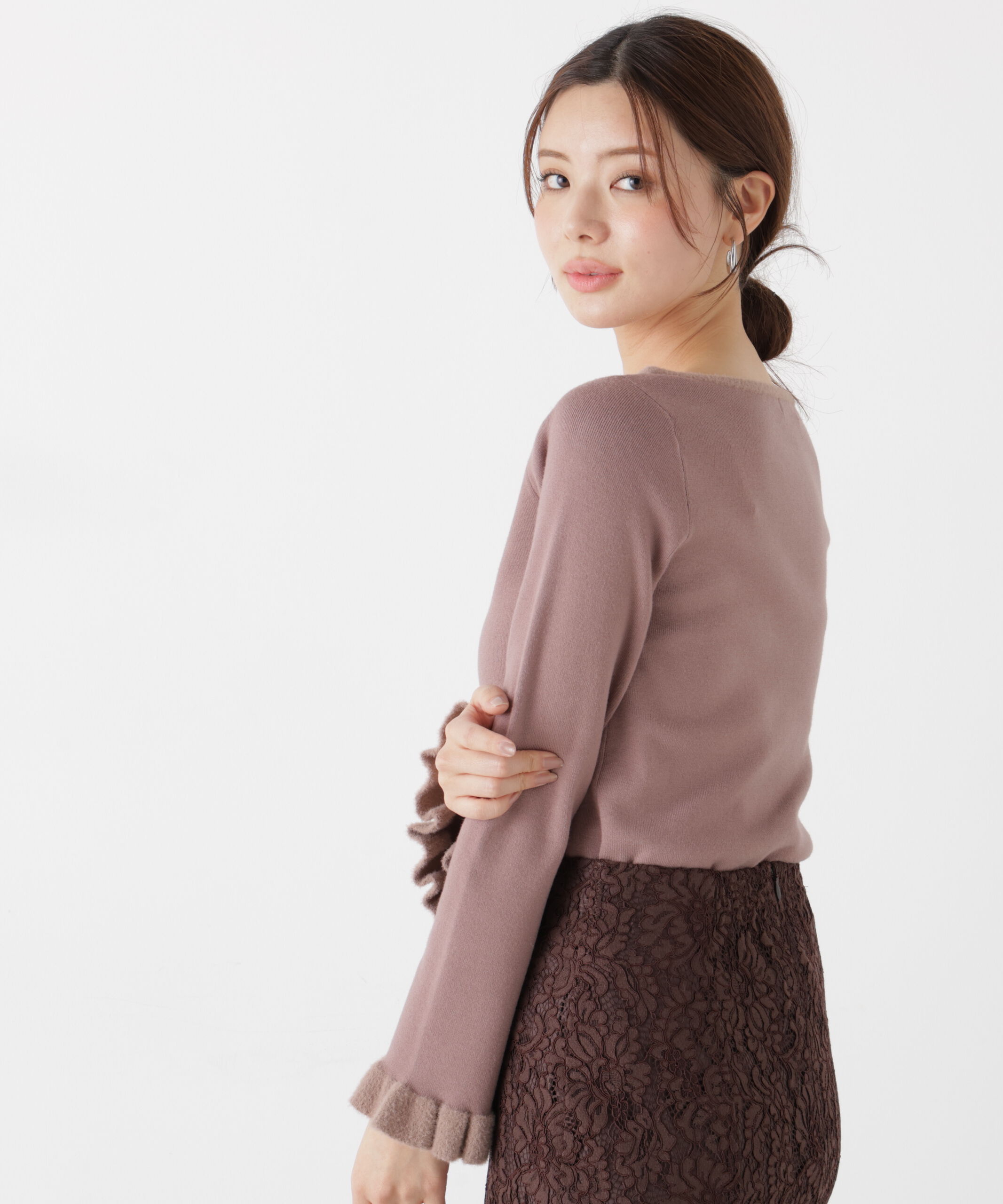 PROPORTION BODY DRESSING「ミニフェザー部分スリーブニット  25AW」|ニット・セーター|
