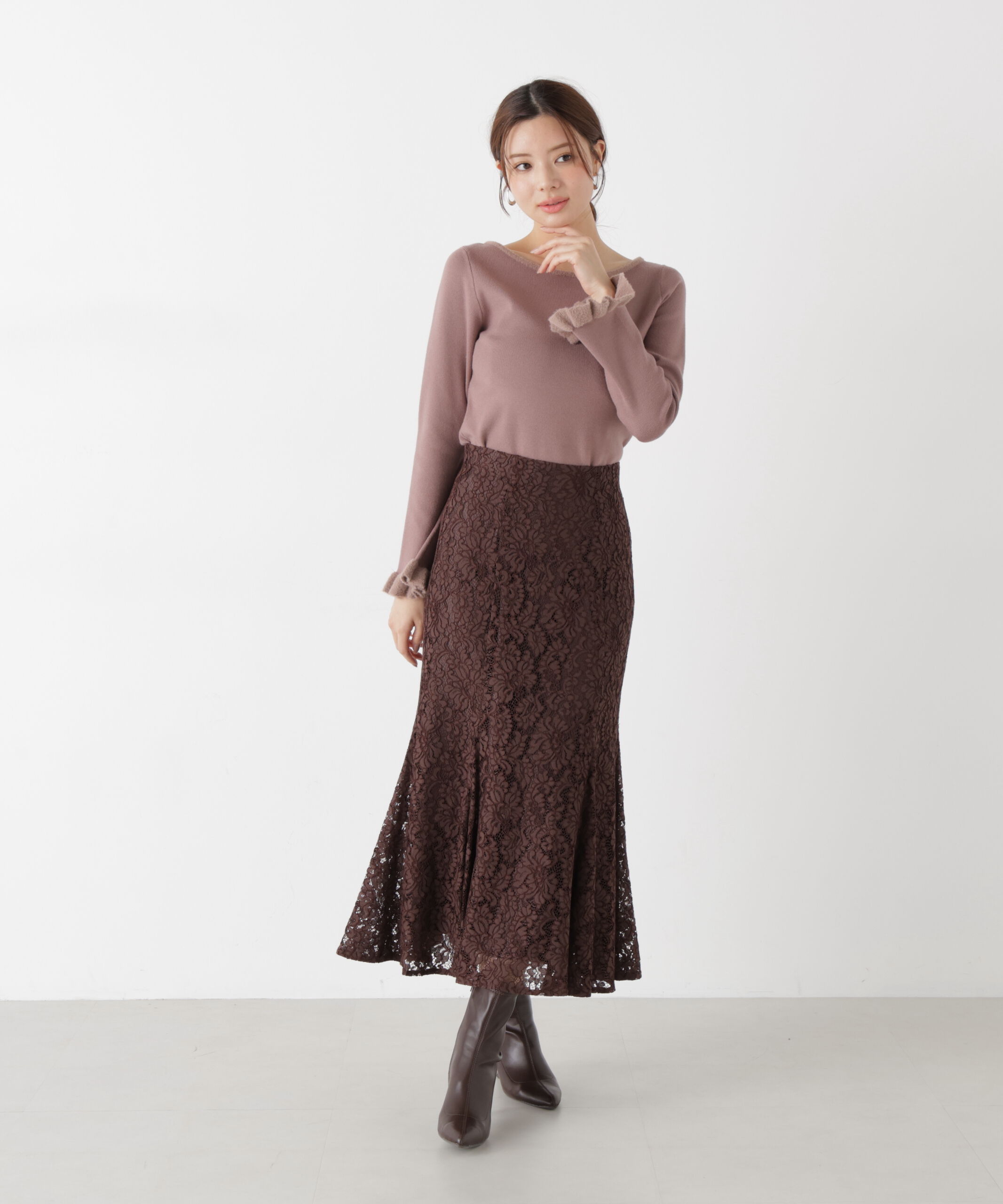PROPORTION BODY DRESSING「ミニフェザー部分スリーブニット  25AW」|ニット・セーター|
