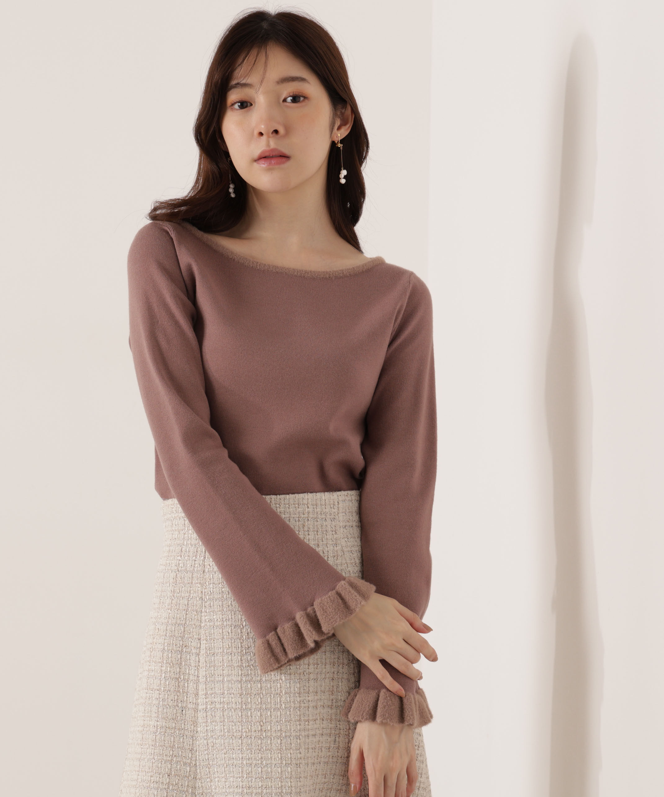 PROPORTION BODY DRESSING「ミニフェザー部分スリーブニット  25AW」|ニット・セーター|
