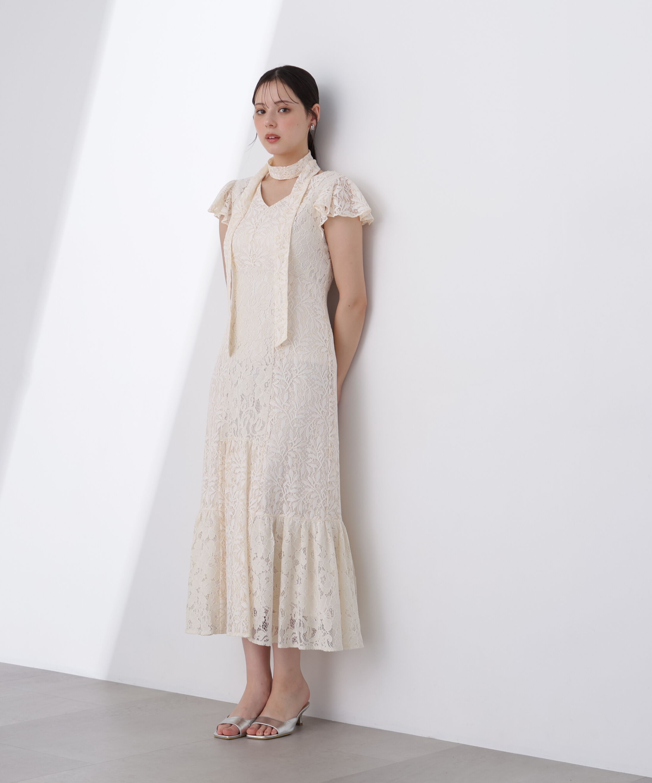 PROPORTION BODY DRESSING「＜Ｌ＞タイ付きレースワンピース」|ワンピース|エクリュ1