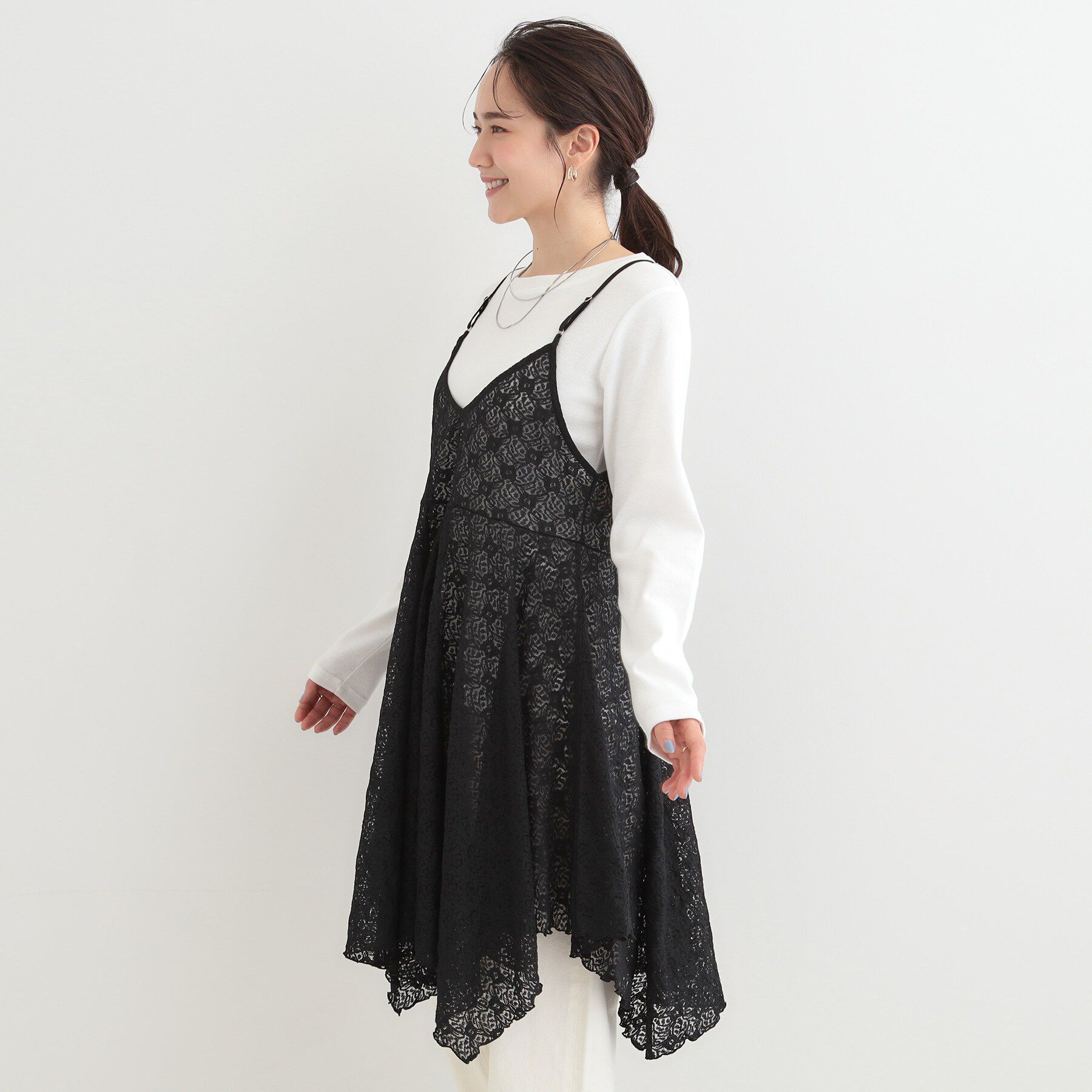 SHOO･LA･RUE「【前後2WAYネック】レイヤードスタイルにおすすめ レースキャミチュニック」|チュニック|