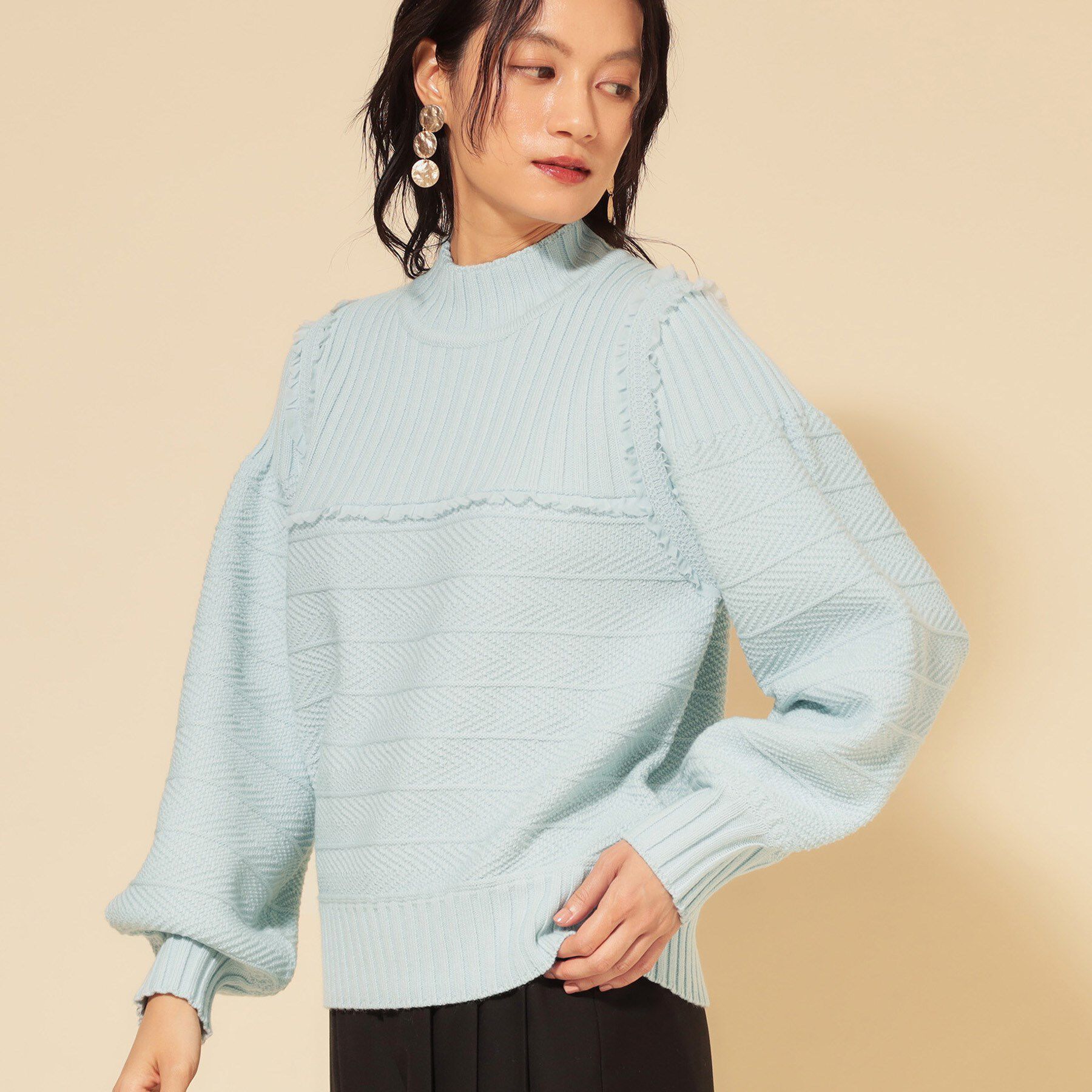 SunaUna「【COLLECTION LINE】編変化シフォンニット」|ニット・セーター|ミントグリーン(02