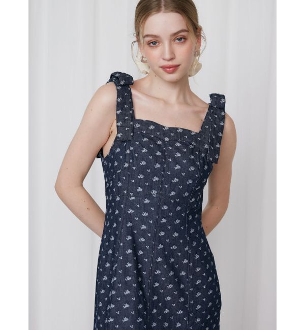 CALNAMUR「DENIM JACQUARD FLOWER OP/デニムジャガードフラワーワンピース」|ワンピース|