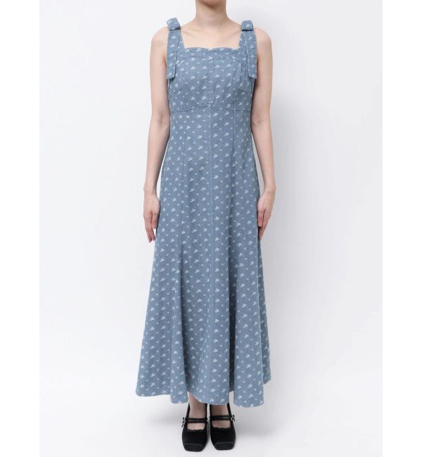 CALNAMUR「DENIM JACQUARD FLOWER OP/デニムジャガードフラワーワンピース」|ワンピース|