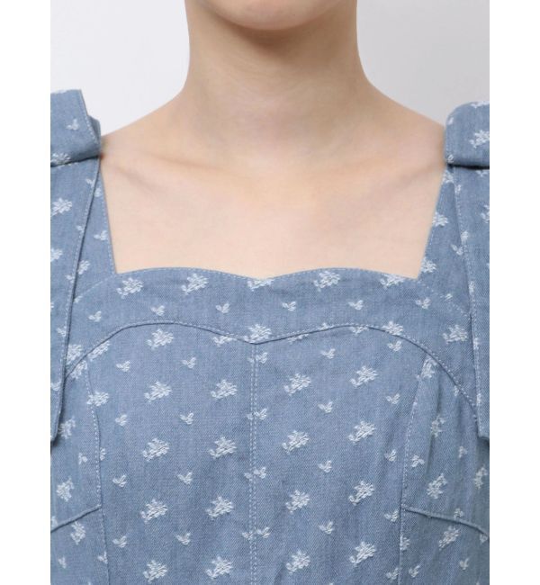 CALNAMUR「DENIM JACQUARD FLOWER OP/デニムジャガードフラワーワンピース」|ワンピース|