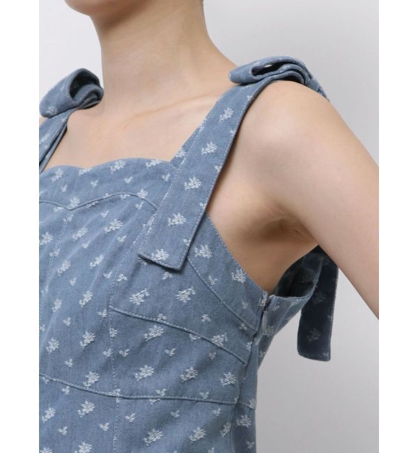 CALNAMUR「DENIM JACQUARD FLOWER OP/デニムジャガードフラワーワンピース」|ワンピース|