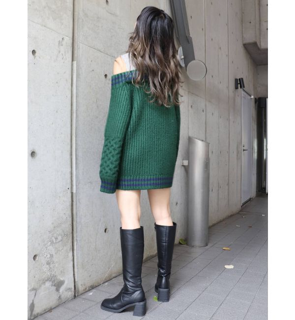 MURUA「ルーズオフショルダーニットワンピース」|ワンピース|