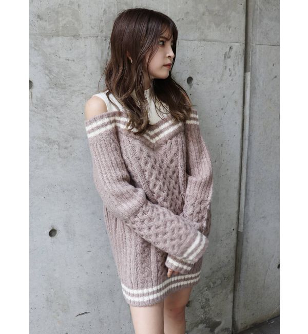 MURUA「ルーズオフショルダーニットワンピース」|ワンピース|