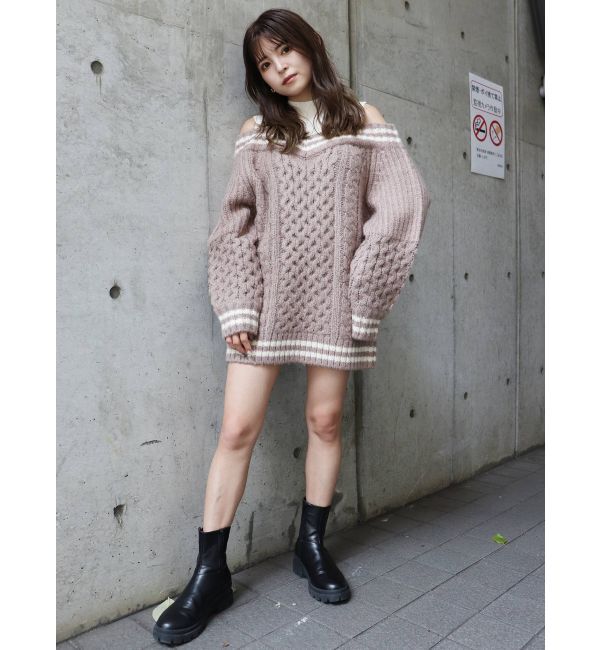 MURUA「ルーズオフショルダーニットワンピース」|ワンピース|