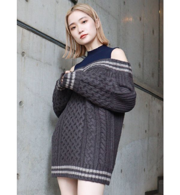 MURUA「ルーズオフショルダーニットワンピース」|ワンピース|
