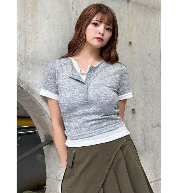 MURUA「ヘンリーネックレイヤードトップス」|Tシャツ・カットソー|