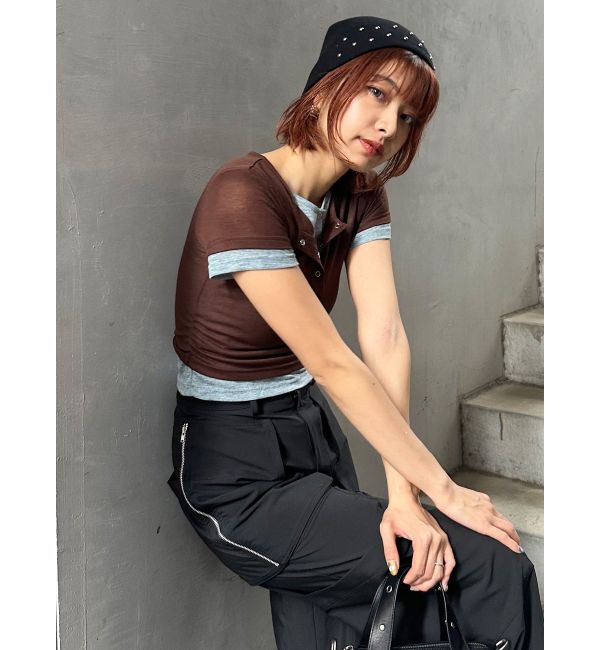MURUA「ヘンリーネックレイヤードトップス」|Tシャツ・カットソー|