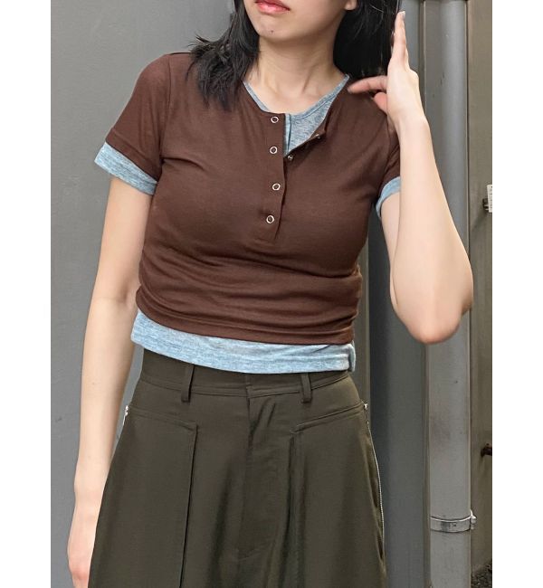 MURUA「ヘンリーネックレイヤードトップス」|Tシャツ・カットソー|