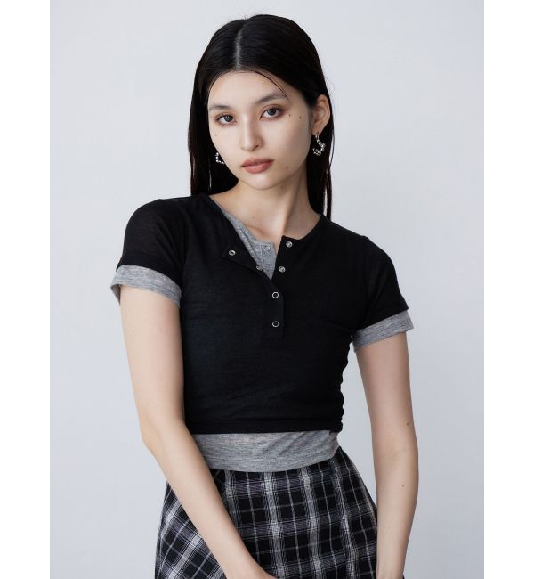 MURUA「ヘンリーネックレイヤードトップス」|Tシャツ・カットソー|