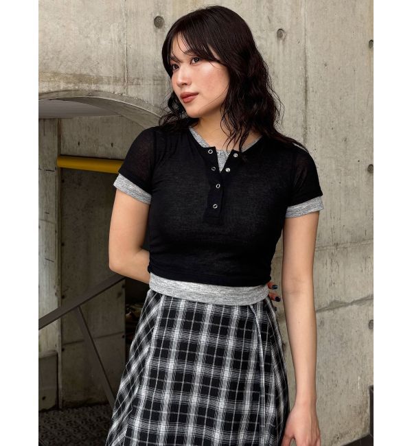 MURUA「ヘンリーネックレイヤードトップス」|Tシャツ・カットソー|