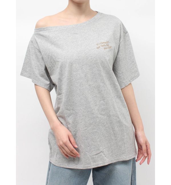 Ungrid「ワンショルロゴビッグTee」|Tシャツ・カットソー|ライトグレー