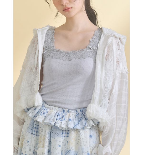 merry jenny「lace frame camisole tops」|キャミソール|アイスブルー