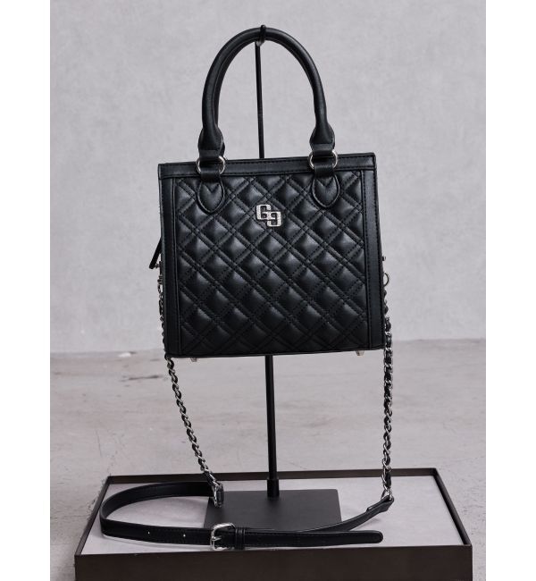 GYDA「GGストーンキルティングBOX BAG」|ショルダー・メッセンジャー|ブラック