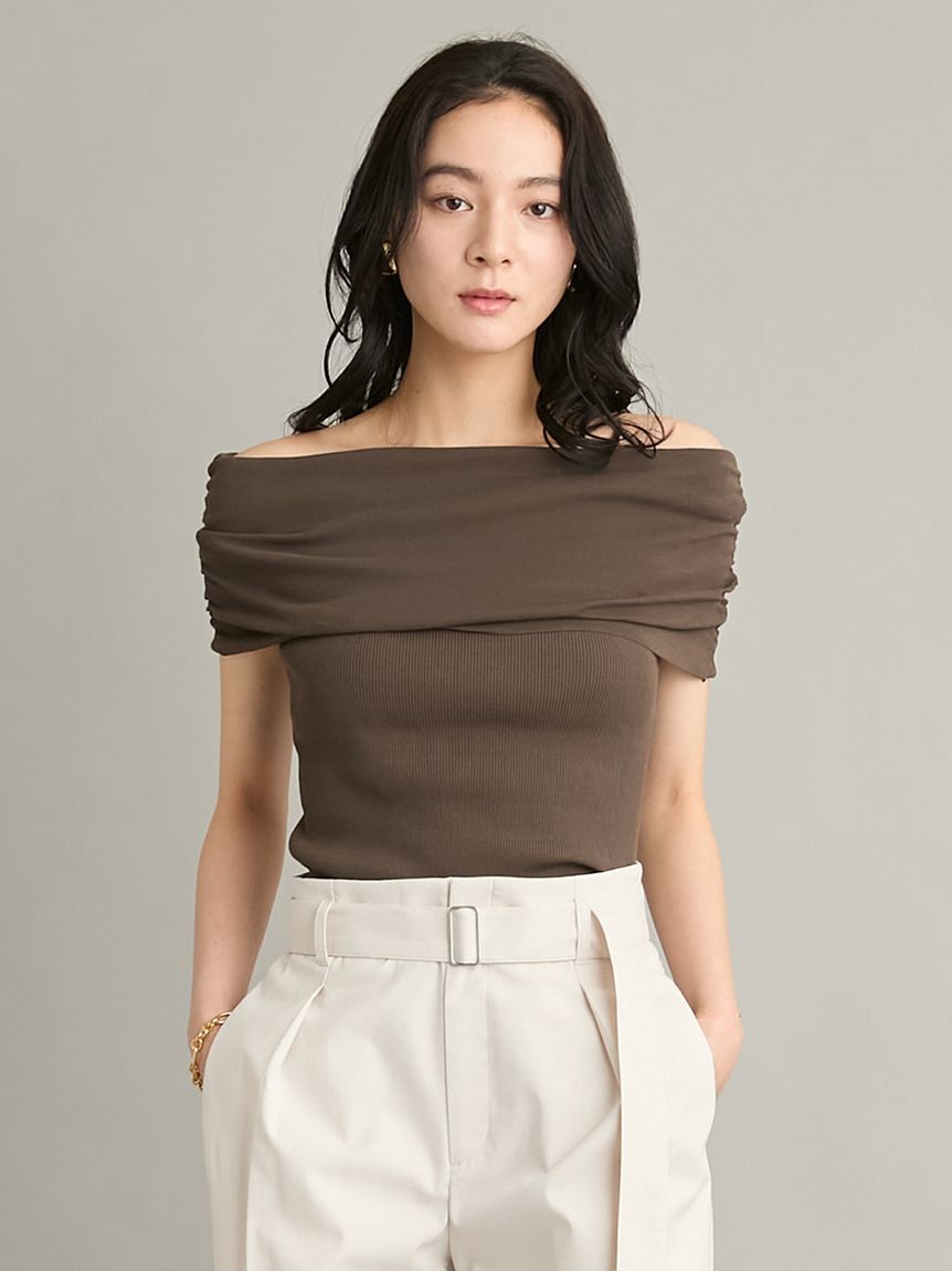 Mila Owen「【接触冷感】クールタッチオフショルニット」|チューブトップ|BRW