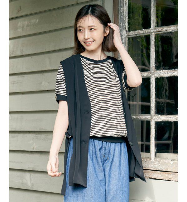 ikka「ノーカラーサイドスリットジレ」|ダウンベスト・ベスト|