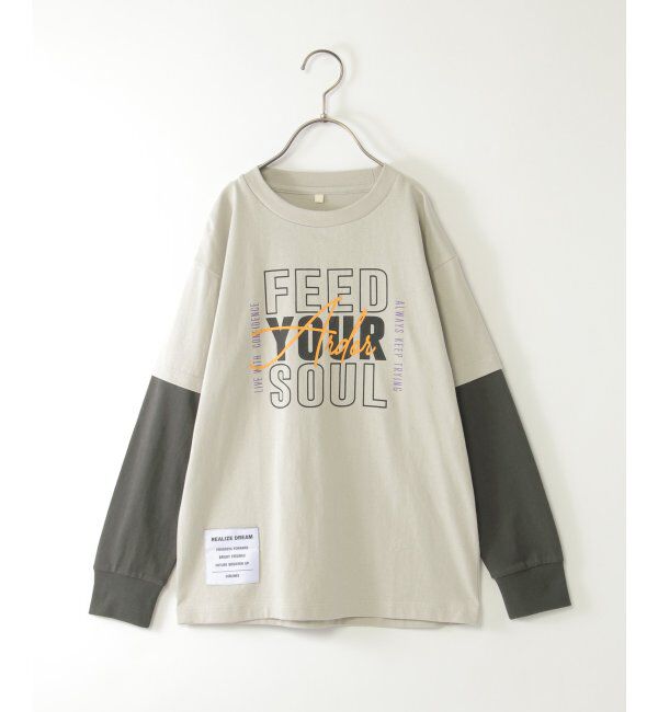 ikka kids「袖レイヤードロゴプリントロンT（120~160cm）」|Tシャツ・カットソー|