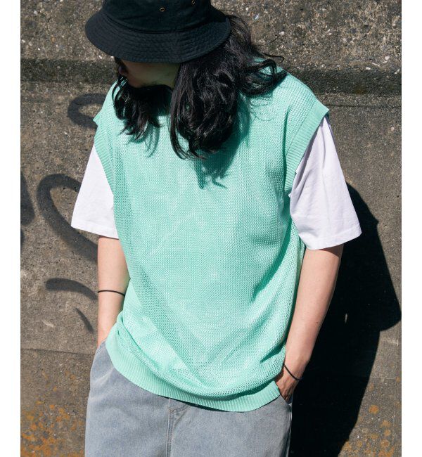 VENCE share style「【2点セット】メッシュニットベストアンサンブルTシャツ」|Tシャツ・カットソー|