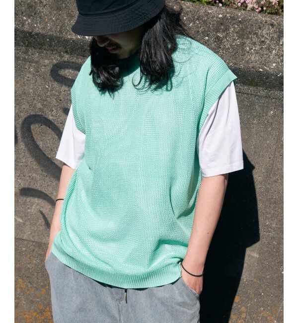 VENCE share style「【2点セット】メッシュニットベストアンサンブルTシャツ」|Tシャツ・カットソー|