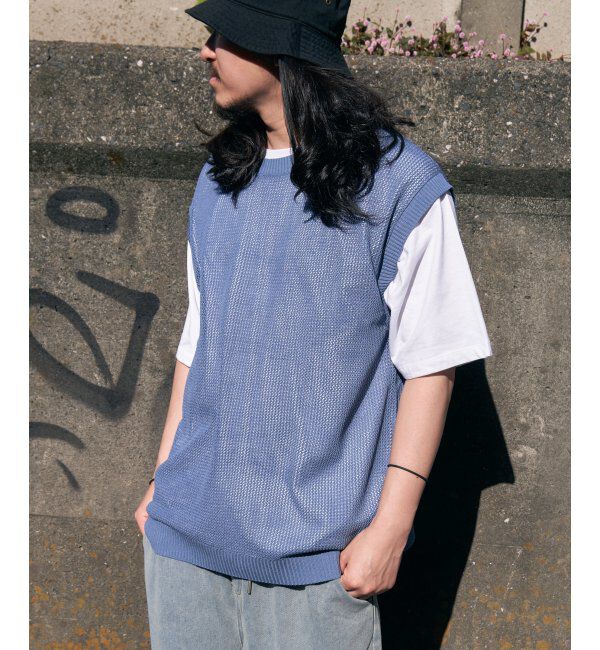 VENCE share style「【2点セット】メッシュニットベストアンサンブルTシャツ」|Tシャツ・カットソー|アオケイ